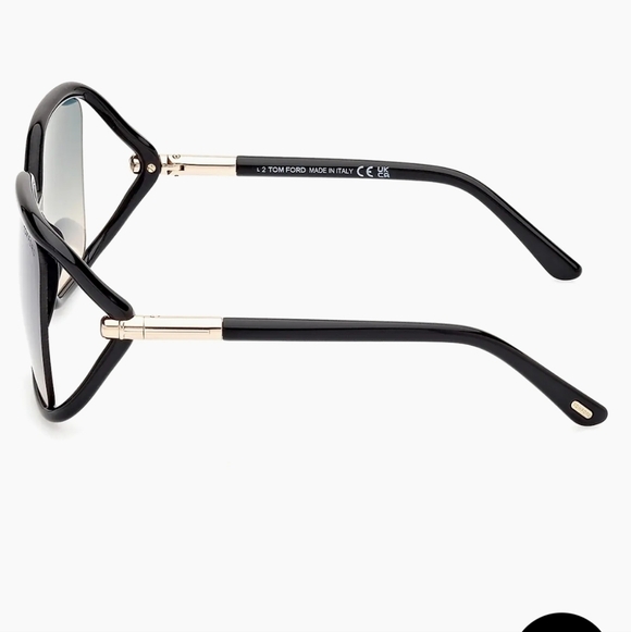 Tom Ford Solange 2 Black and Gold Sunglasses With Blue Tinted Lenses - Picture 5 of 8